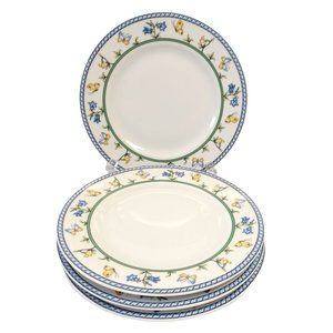 Set/4 Lubiana Poland China 6-5/8" Bread Plates butterflies flowers rope trim